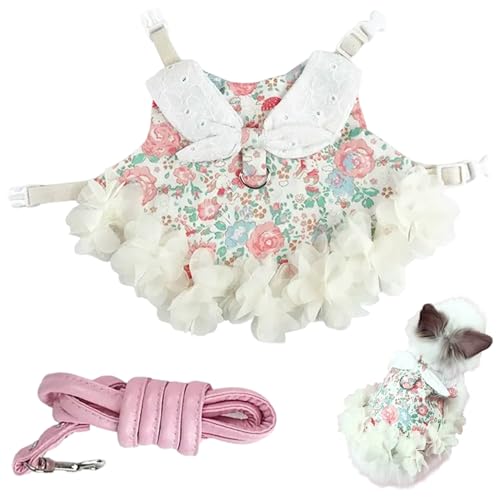 TusaMer Rabbit Harness and Leash Set, Floral Bunny Clothes with 4ft Leash Small Animal Clothes for Kitten Ferret Chihuahua Puppy and More PET_Supplies..