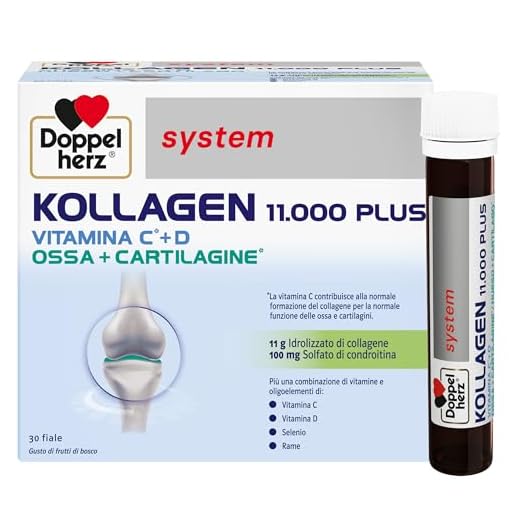Doppelherz system KOLLAGEN 11000 PLUS - Complemento Alimenticio para Huesos, Articulaciones y Tendones con Colágeno, Vitaminas, Oligoelementos y Más, Sin Gluten ni Lactosa, 30 Viales