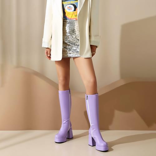 Women's Chunky Heel Platform Side Zipper GO GO Boots 1960s & 1970s Retro3