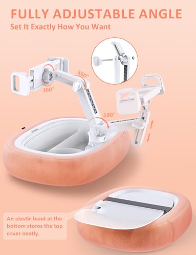 Tryone Tablet Pillow Holder & Laptop Stand : Lap Adjustable iPad Holder with Snack Bowl,Soft Plush Pillow & 360° Rotating Detachable Support Arm for 4.7-16.1 Kindle Phone Tablet Laptop (Pink) - Thumbnail 7