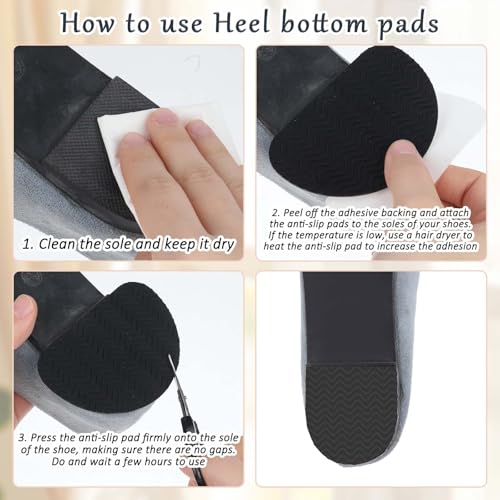 Image of 12 PCS Non Slip Pads for Shoes, Self-Adhesive Bottom of Shoe Grips, Noise Reduction Shoes Cushion Adhesive Shoe Grips, Sole Protectors for High Heels Anti-Shedding Resistant Rubber Sole Prsotector
