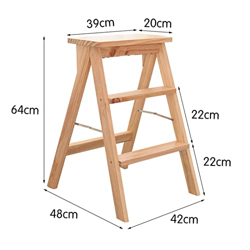 Tabourets d'échelle pliants en bois pour étagère décorative - 3