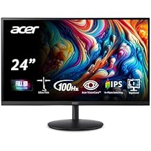 Acer SH242Y Ebmihx 23.8" FHD 1920x1080 Home Office Ultra-Thin IPS Computer Monitor AMD FreeSync 100Hz Zero Frame Height/Swivel/Tilt Adjustable Stand Built-in Speakers HDMI 1.4 & VGA Port