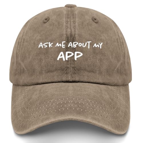 Ask ME About My APP Hat for Men Cool Washed Distressed Baseball Cap