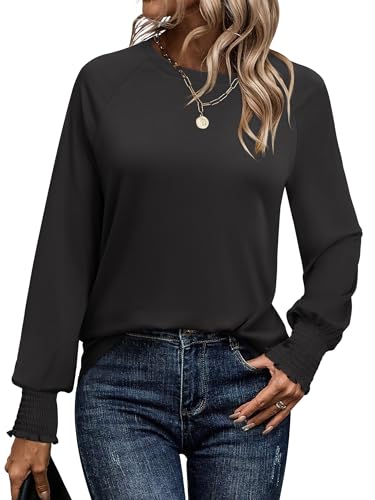 ANRABESS Women's Long Sleeve Shirts Crewneck Casual Loose Tunic Tops Dressy Work Blouses Fall Fashion Clothes 2025