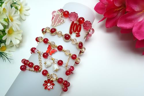 Image of 5PCS Beaded Charm Bracelets for Girls Butterfly Dainty Kawaii Crystal Beads Bracelets Set for Teens Girls Adjustable Stretch Bracelet Birthday Graduation Gift For Daughter Niece Granddaughter