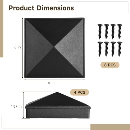 Tapas para postes de madera de 6x6 de aluminio resistente a la intemperie 6