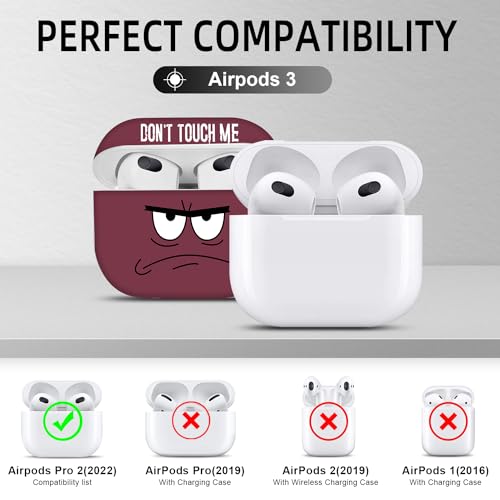 Image of for Airpods 3rd Generation Case,Don't Touch Me Cool Cover with Lanyard Big Eyes Cute Cartoon for Airpods 3rd Generation Case,Soft Shockproof Cover for Women Men-Claret