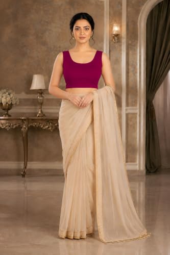 Image of Abhi Readymade Saree Blouse for Women- Sleeveless, Round Neck, Regular-fit, Stretchable, Pull-on Style Blouse