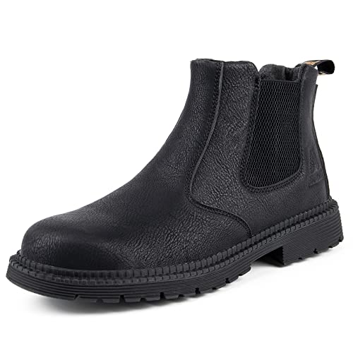 USOR Steel Toe Boots for Men Women Lightweight Fashion Work Sneakers Breathable Comfortable Safety Toe Shoes Slip-Resistant Shoe for Industrial Construction, Black 41