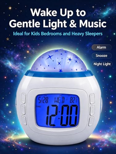 ChayWillow Star Projection Digital Alarm Clock with Night Light - image 2