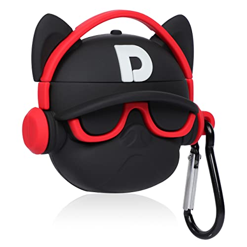 Image of Prolet Cute 3D Bulldog Fashion Character Silicone Cases Compatible with AirPods Pro Case Cover New 3D Design Shockproof Protective Case for Airpod Pro Case[ AIRPOD NOT Included]-Bulldog D Black Red