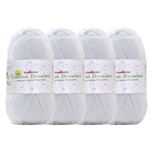 Image of Vardhman 100% Cotton Dreamz Light Weight Natural Thin Yarn | Pack-4 100g