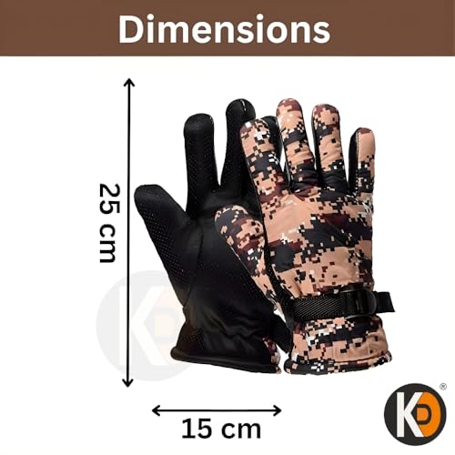 Image of K D Full Finger Winter Gloves for Men & Women with Fur Inside | Warm, Windproof, Waterproof, Scratch-Proof Thermal Gloves | Ideal for Biking, Riding & Cold Weather (Gloves Brown)