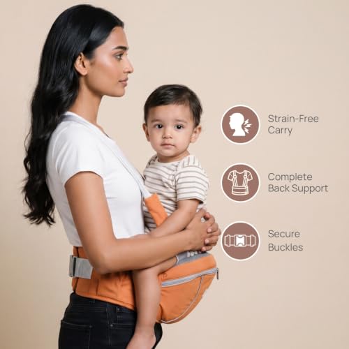 Image of Haus & Kinder Kangaroo Nest Baby Carrier for 0 to 3 Years Baby, 2-in-1 Hip Seat Baby Carry Bag for Newborn to Toddler, Ergonomic Front & Back Carry Kangaroo Bag, Adjustable Straps, Breathable, Up to 20 Kg