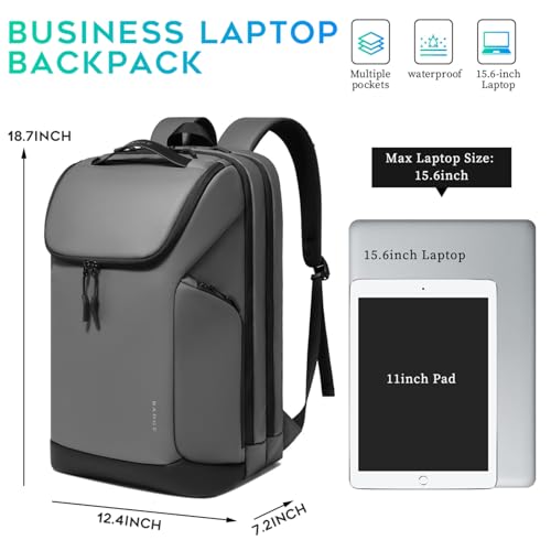 Image of FUTURE AESTHETICS Business Commute Backpack for Men and Women, Waterproof 15.6 Inch Laptop Backpack, Durable Flight-Approved Travel Backpack for Work /College,Grey