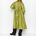chouyatou Women's Casual Lapel Open Front Pu Faux Leather Long Trench Coat with Belt (X-Small, Green)