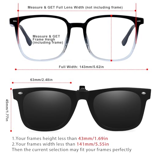 Trysee Polarized Clip on Flip Up Sunglasses Over Prescription Glasses UV400 Protection TS-CO-21402