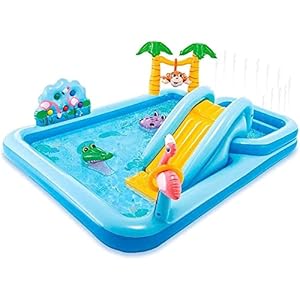Extra groot Sea World Waterpark, Opblaasbaar speelcentrum Waterglijbaan, dik slijtvast opblaasbaar zwembad boven de grond 244 * 198 * 71CM Verdikking