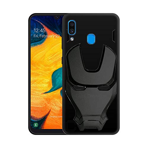 Image of COVERLY Official 3D Touch Feel Trending Real Hero Avenger Logo Mask Soft Rugged Grip Iron Man Super Power Cartoon Movie Silicone Matte Strong Back Cover for Samsung Galaxy M10s (2019) - Black