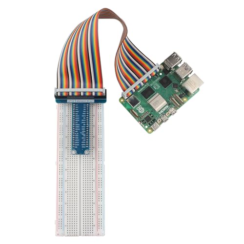 ZDE T-Type GPIO Breakout Erweiterungskarte GPIO Adapterboard + 40 Pin Flachbandkabel + Breadboard Kompatibel mit Raspberry Pi 5 4B 3B+ 3B 2B B+