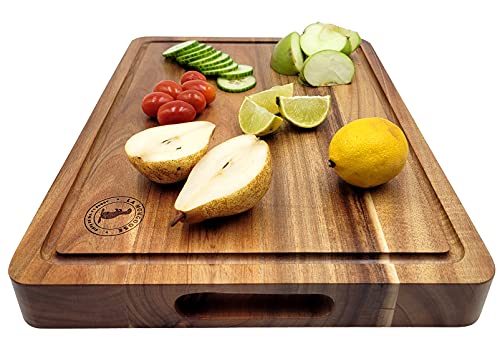 Tabla de cortar rectangular de madera de acacia 40.5x30.5x4cm miniatura 7