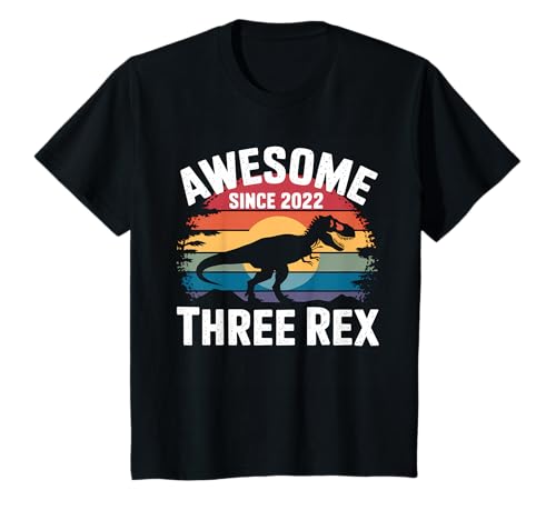 キッズ キッズ 3レックス 誕生日パーティー 衣装 恐竜 3歳 男の子 Tシャツ