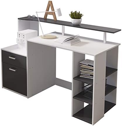 Hadwin Computer Desk for Home,Wood Office Desk with Drawers/Shelves Storage,Home Office Study Table Gaming Desk PC Laptop Workstation.
