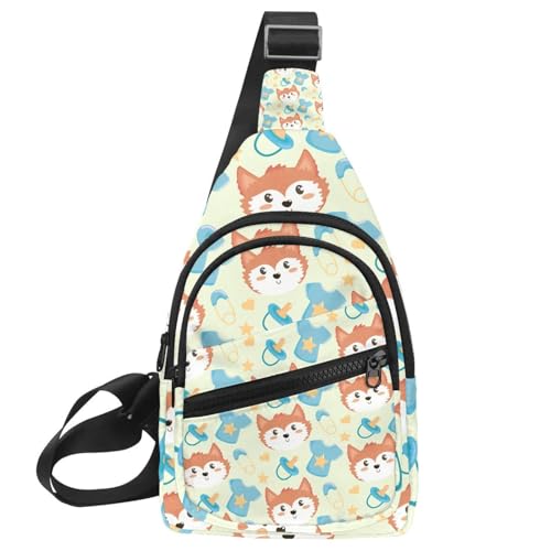 Sac à bandoulière femme avec tête de renard mignon, petit sac à dos court multicolore 30x18