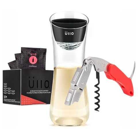 Ullo Carafe Set, 10 Additional Selective Sulfite Filters, and a Professional Corkscrew Cover