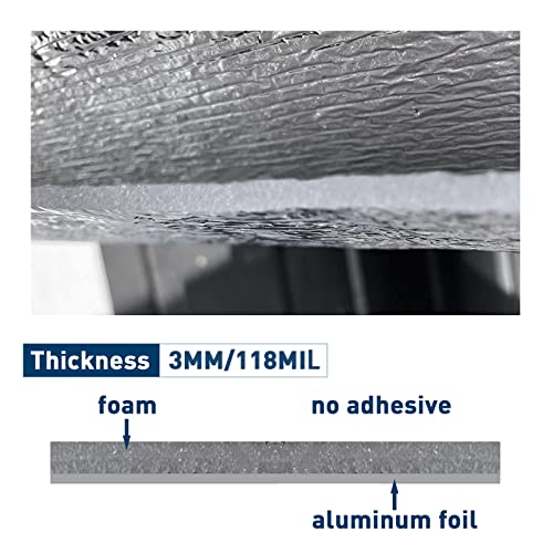 MOTUKA 40" x 80" 118mil Single Reflective Foil Insulation Foam Core Heat Radiant Barrier 21.53 sqft Aluminum Foil Finish White Foam Heat Shield
