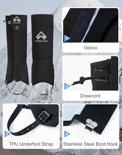 Pioneer Camp Gators for Hiking Boots Waterproof 420D Cordura Leg Gaiters Adjustable Men Women Hunting Fishing Snow Climbing