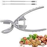 2-in-1 Nussknacker mit Kastanien Schneider, Walnüsse Nutcracker für Walnüsse, Haselnüsse und Alle Nüsse von 1-4cm, Aluminium-Haselnussknacker mit Rutschfeste Griff, Walnussknacker für Ganzen Nüsse