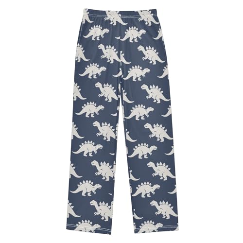 Cartoon Stegosaurus Pajama Pants Lounge Sleep Pants Elastic Waist Long Pajama Bottoms with Pockets for 6-14 Years