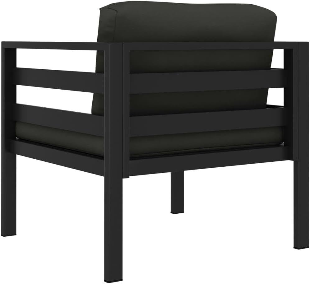 Outdoor Loveseat, 27.6 x 29.5 x 25.4 in Modern Powder-Coated Aluminum Patio Sofa, Anthracite Small Balcony Couch with Weather-Resistant Cushions for Garden, Terrace, Poolside