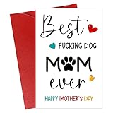 JUESMOS Mothers Day Card from Dog Puppy - Best Dog Mom Ever Funny Mothers Day Gift Card for Dog Mom - Dog Mom Gifts Card for Women - Hilarious Dog Mom Card with Envelope