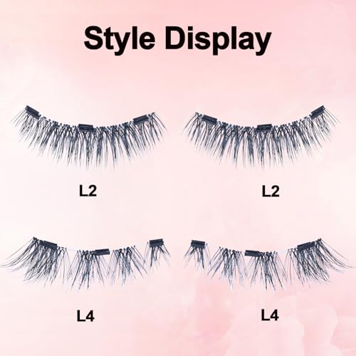 Image of LAUBESS Magnetic Eyelashes with Applicator 2 Pair No Glue Needed Natural Look Magnetic Lashes Easy to Wear and Remove(L02 /L04)