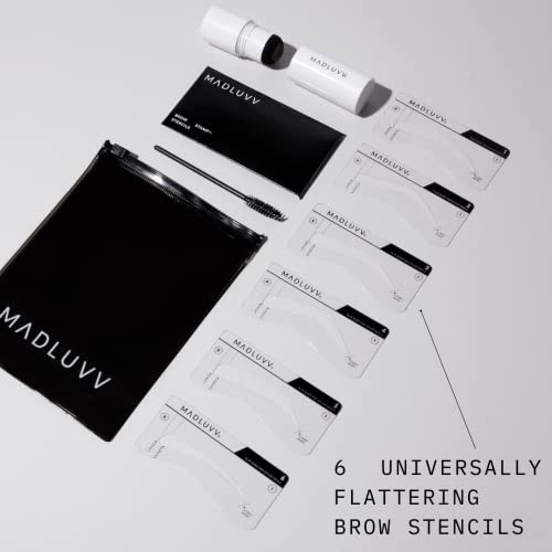 Madluvv Eyebrow Stencil Kit - Easy-To-Use, Natural Look, 6 Popular Shapes, Used By Professionals - Includes Stamp, Stencils, Spoolie, And Travel Bag #TOP7