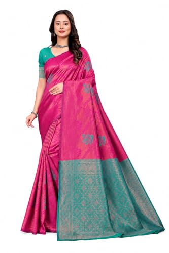 Fashion Women's Kanjivaram Style Soft Silk Banarasi Sarees With Blouse Piece For Women Pure Soft Silk Saree With Blouse Piece For Wedding product image 9