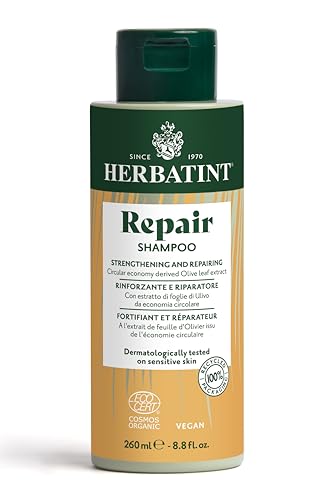 Herbatint Repair Bio-Shampoo Reparierendes – 260 ml | Für Strapaziertes und Geschädigtes Haar, 98% Inhaltsstoffe natürlichen Ursprungs, Mit Oliven, Moringa, Aloe Vera, Ecocert-zertifiziert, Vegan