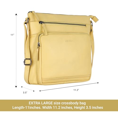 Image of LEDERBUCK Olga Women's Extra-Large Genuine Leather Crossbody Purse - Soft Triple-Zip Shoulder Bag
