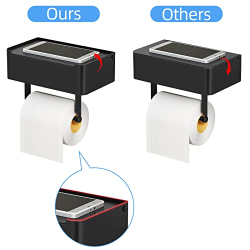 Juyson Toilet Paper Holder With Shelf, Flushable Wipes Dispenser Fits For Bathroom Wipe Storage, Keep Your Wipes Hidden Out Of Sight - Sus304 Stainless Steel Wall Mount Organizer ( Matte Black ) #TOP4