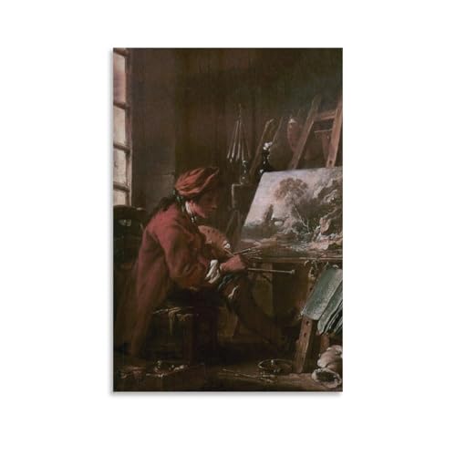 Décoration murale encadrée Francois Boucher, grand tableau de salon cosy et élégant 60x90
