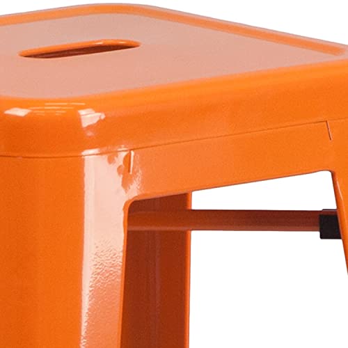 Flash Furniture Commercial Grade 30" High Backless Orange Metal Indoor-Outdoor Barstool With Square Seat #TOP7