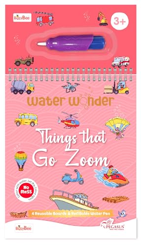 Image of Reusable Magic Water Coloring Book For Kids, Educational Fun Time for Kids, Mess-Free Art with Quick Dry Technology (Vehicles Theme | 4 Reusable Coloring & Activity Boards | 1 Refillable Water Pen)