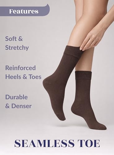 Image of Hugh Ugoli Women's Thin Soft Rayon Derived from Bamboo Crew Socks for Dress, Trouser, Seamless Toe & Non-Binding, 5-8 /9-11
