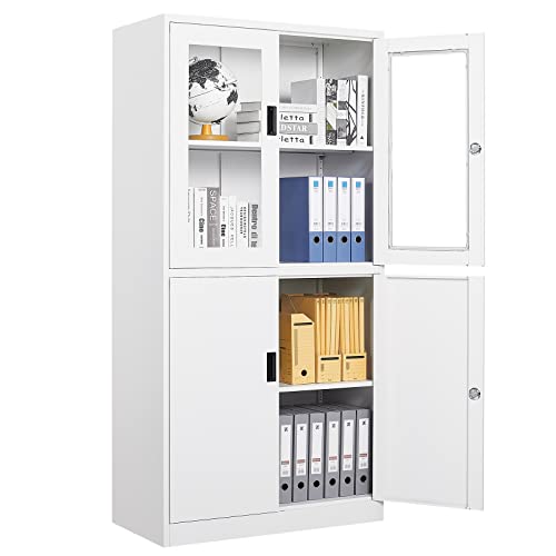 Sisesol Storage Cabinet With Doors And Shelves,Display Cabinet With Glass Doors, Freestanding Kitchen Pantry Cabinet With Glass Doors And Shelves For Home Office, Pantry,Kitchen Bathroom #TOP7