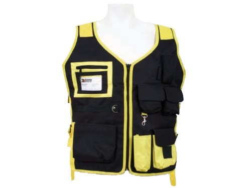3A Safety SME-S2350 High Visibility Mesh Vest with Velcro, Black with Yellow, Large/X-Large