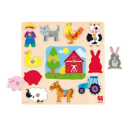 Goula D53025 Farm Silhouettes Shape Puzzle, Multi kleuren, 24 months to 48 months