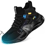 LAoutun Steel Toe Shoes for Men Women Work Shoes Safety Sneakers Shoes Comfortable Lightweight Puncture Proof Slip on Indestructible Work Shoes
